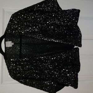 HOLOGEN black & silver sequin shrug, Size Small